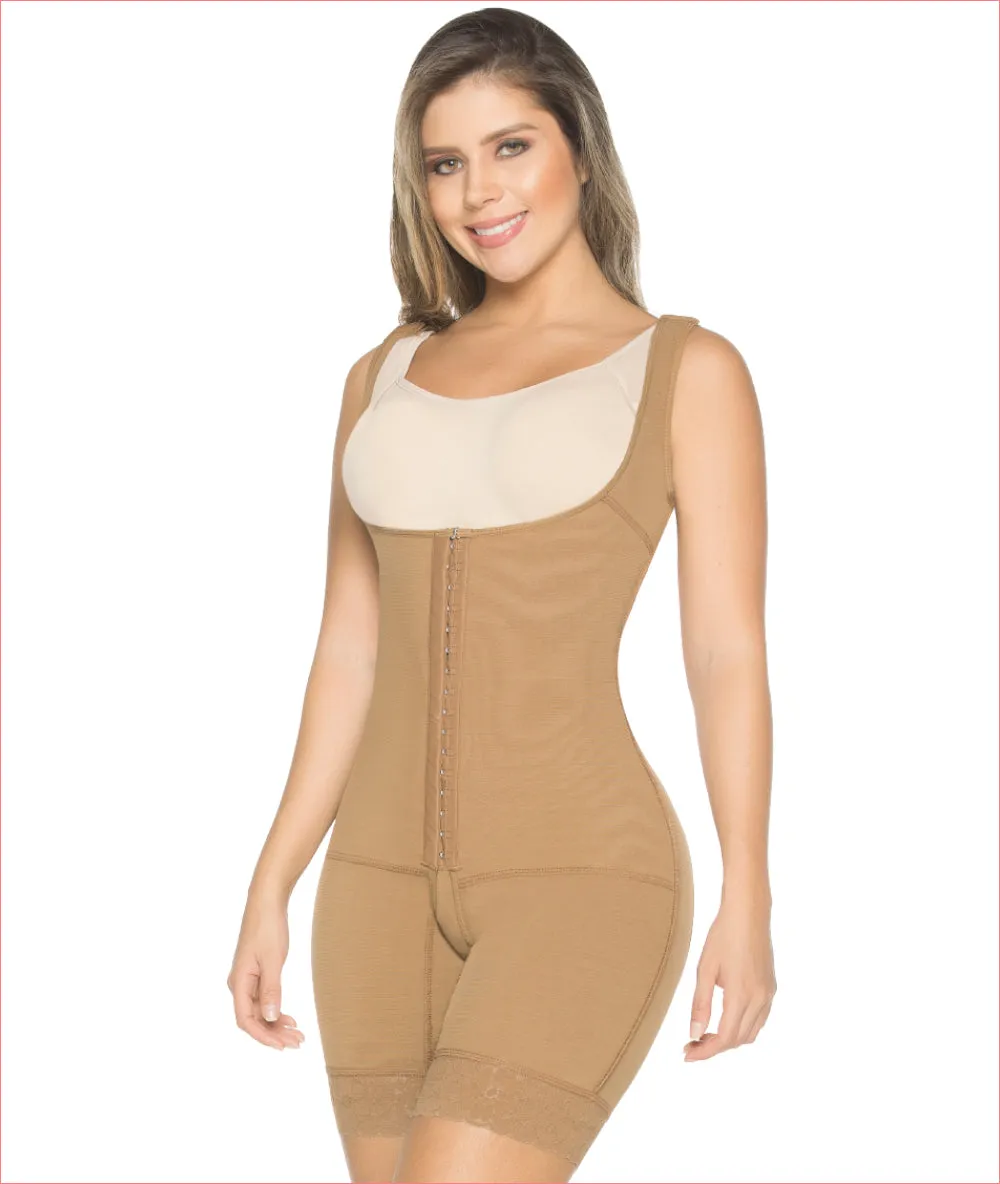 Post Op Compression Garment Open Bust Mid Thigh bodysuit C9001