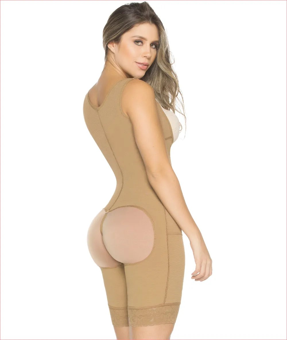 Post Op Compression Garment Open Bust Mid Thigh bodysuit C9001