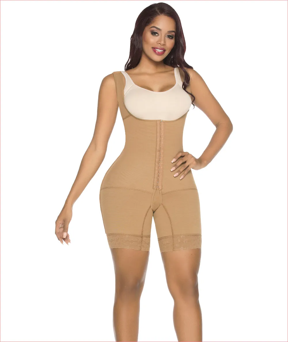 Post Op Compression Garment Open Bust Mid Thigh bodysuit C9001