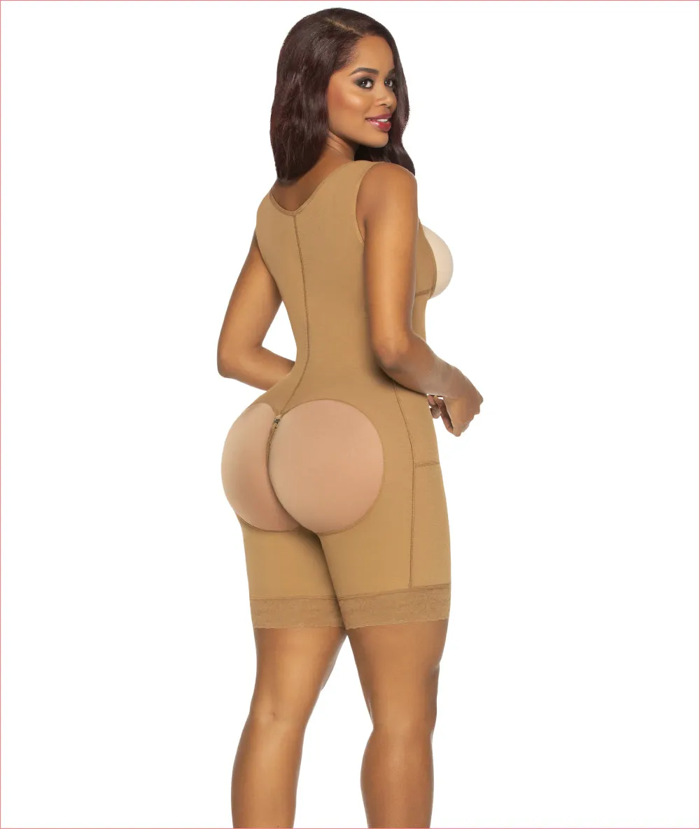 Post Op Compression Garment Open Bust Mid Thigh bodysuit C9001