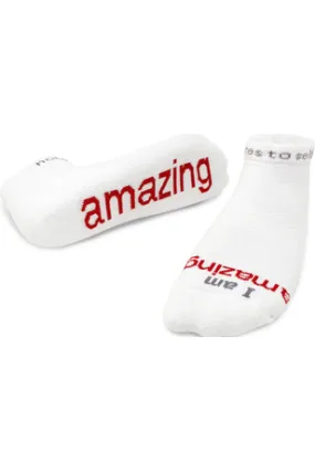 "I Am Amazing" White Low Cut Sock