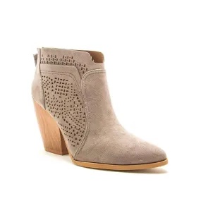 Qupid Stanley Grey Suede Chunky Heel Ankle Booties