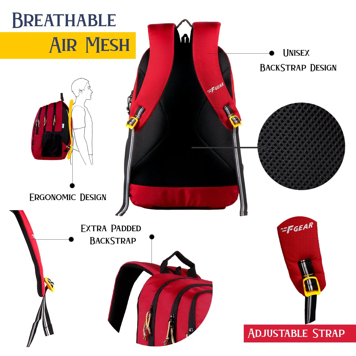 Raider 30L Guc Red Backpack With Rain Cover