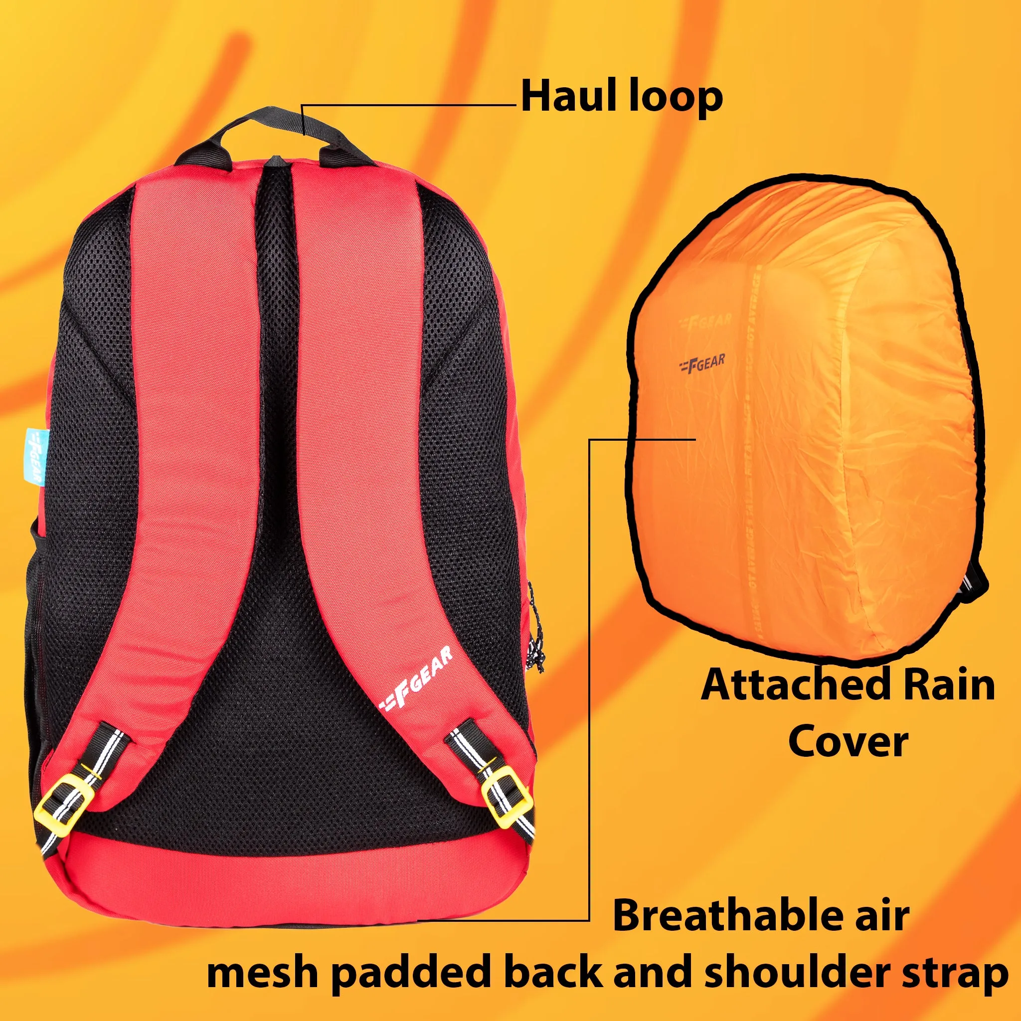 Raider 30L Guc Red Backpack With Rain Cover