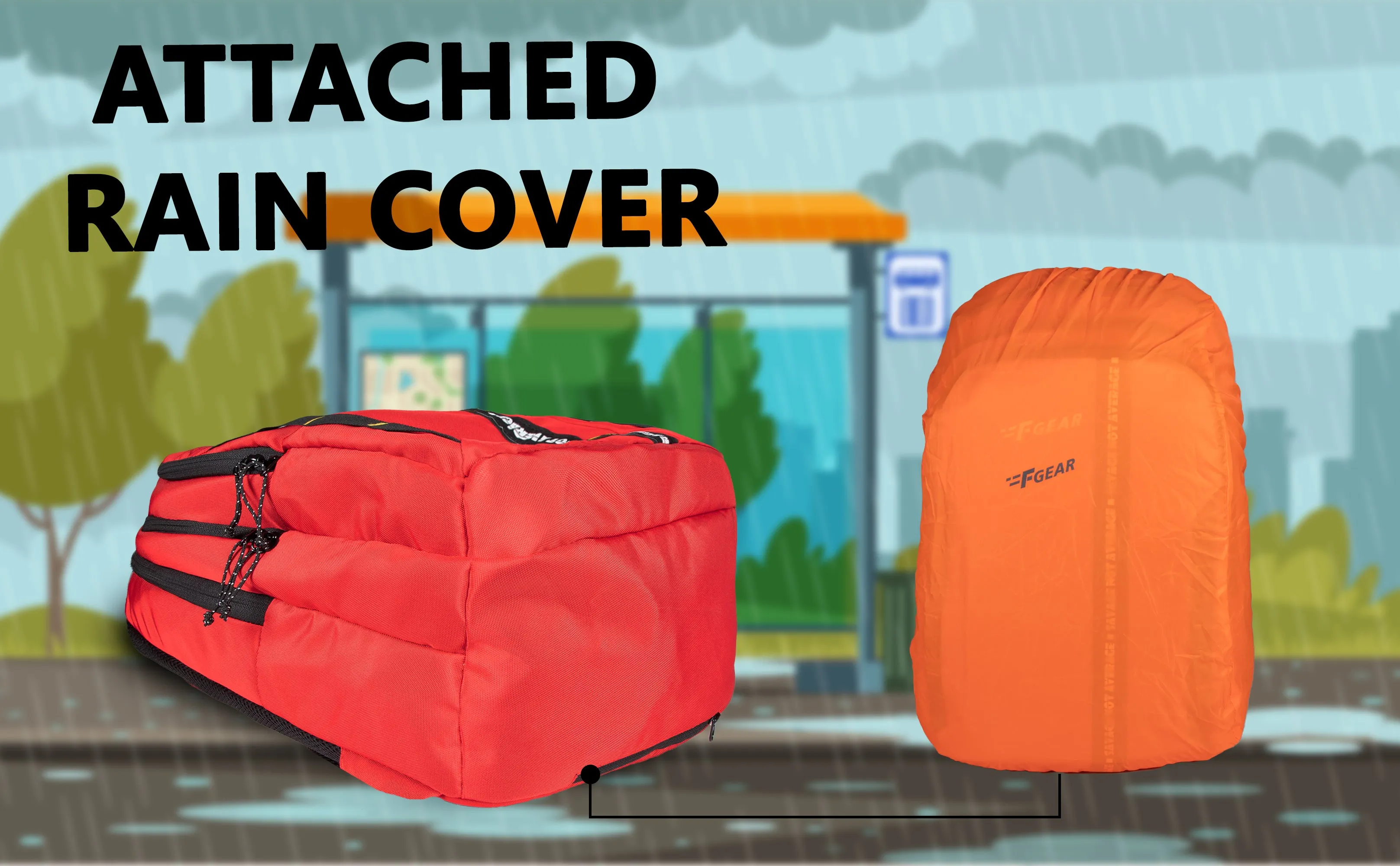 Raider 30L Guc Red Backpack With Rain Cover