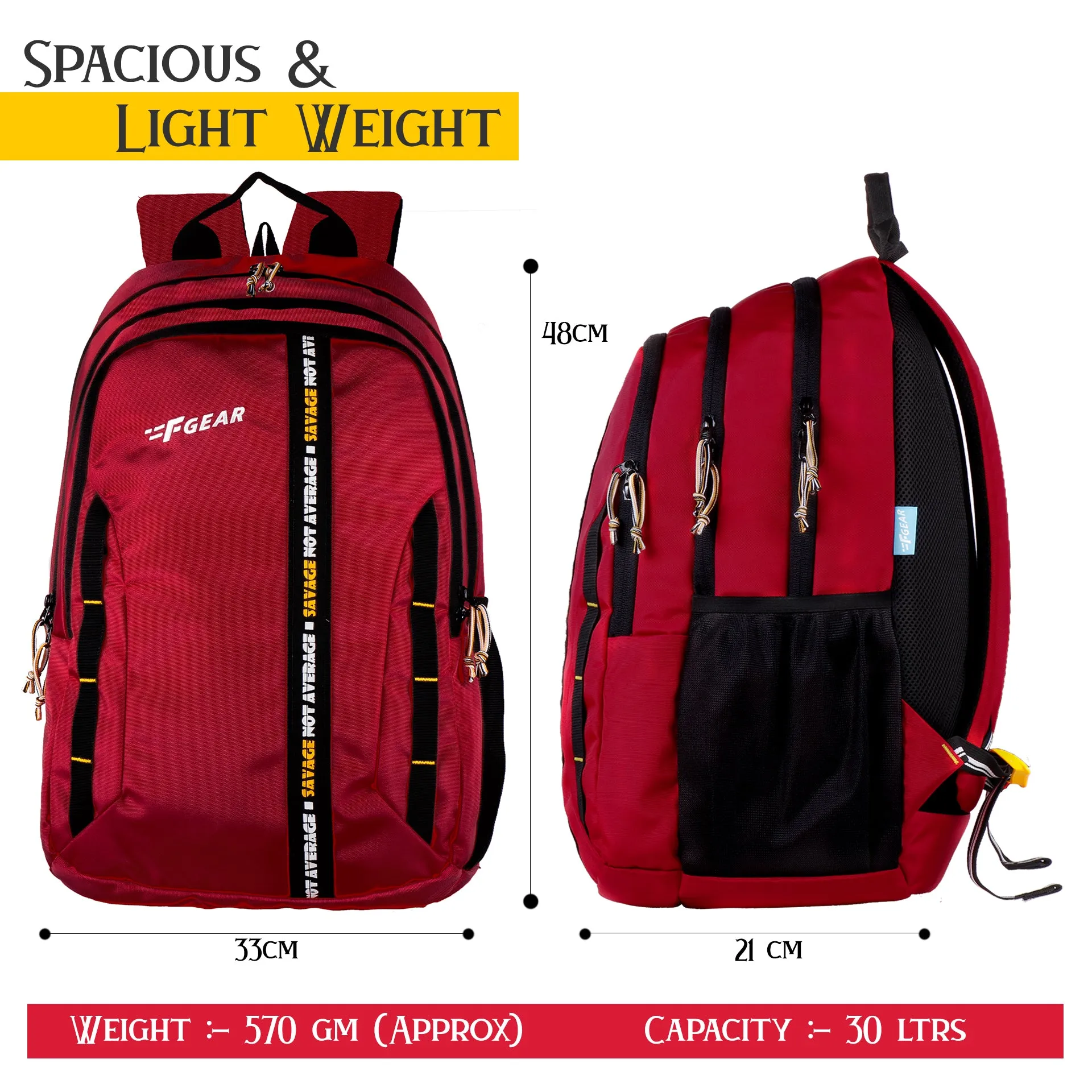 Raider 30L Guc Red Backpack With Rain Cover