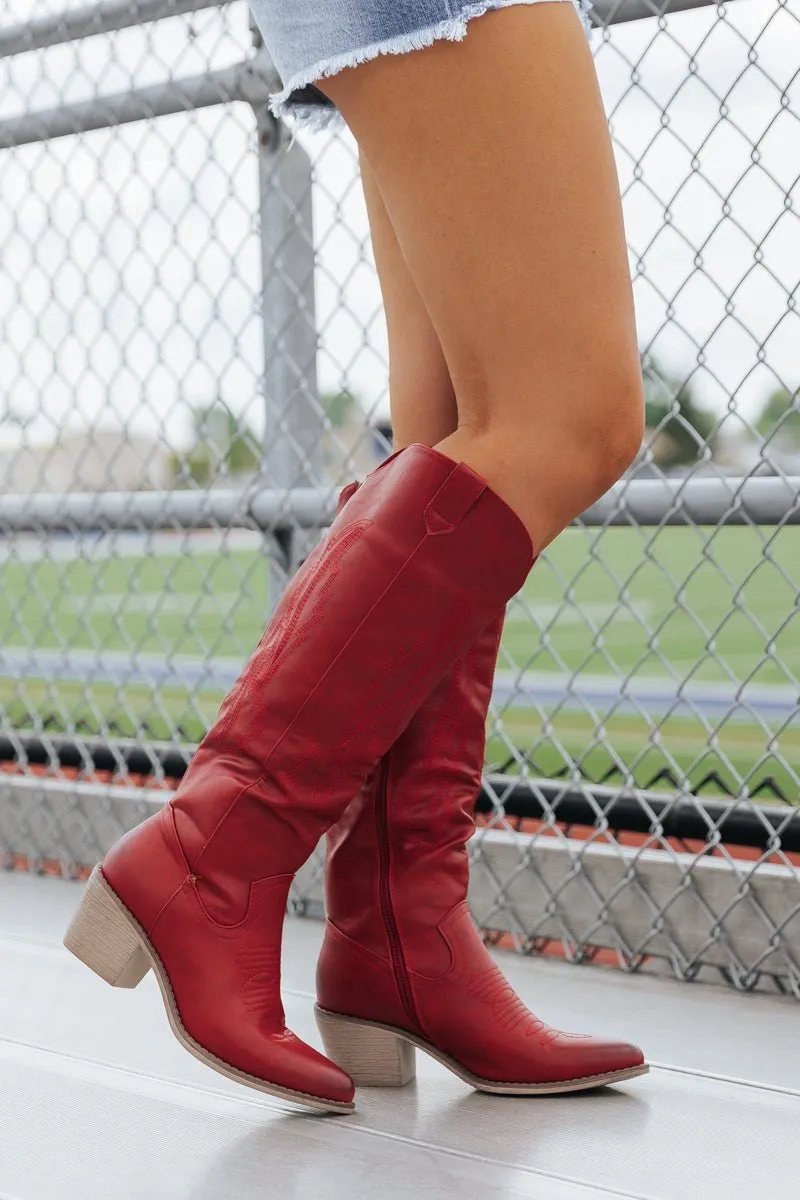 Red Wilder Knee High Western Boots