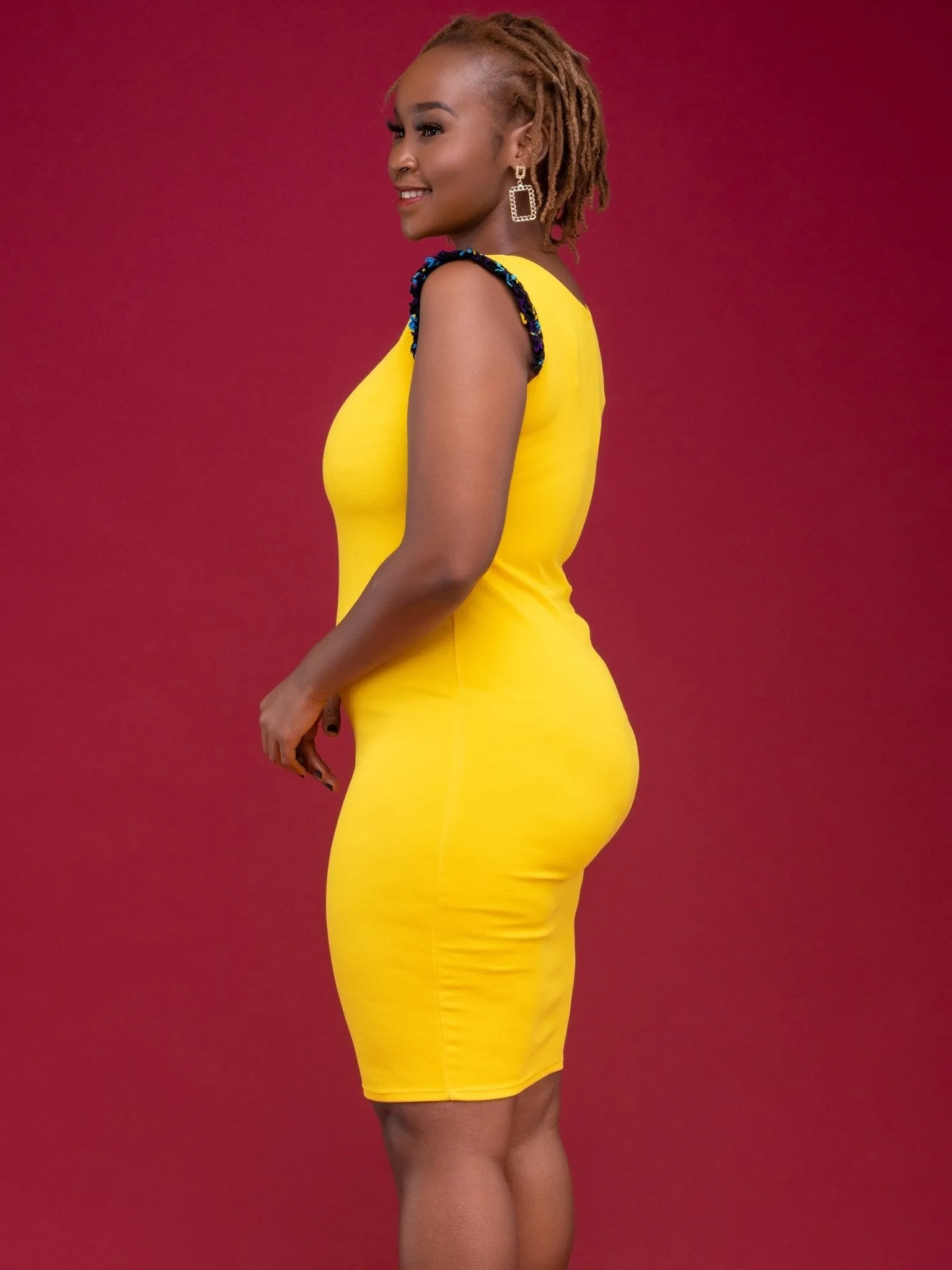 Salok Nitty Knee Length Dress - Yellow