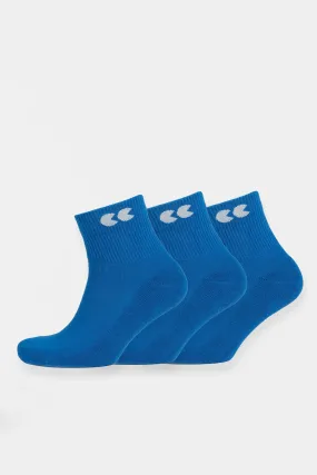 Single Colour Sports Ankle Sock 3 Pack - Cobalt