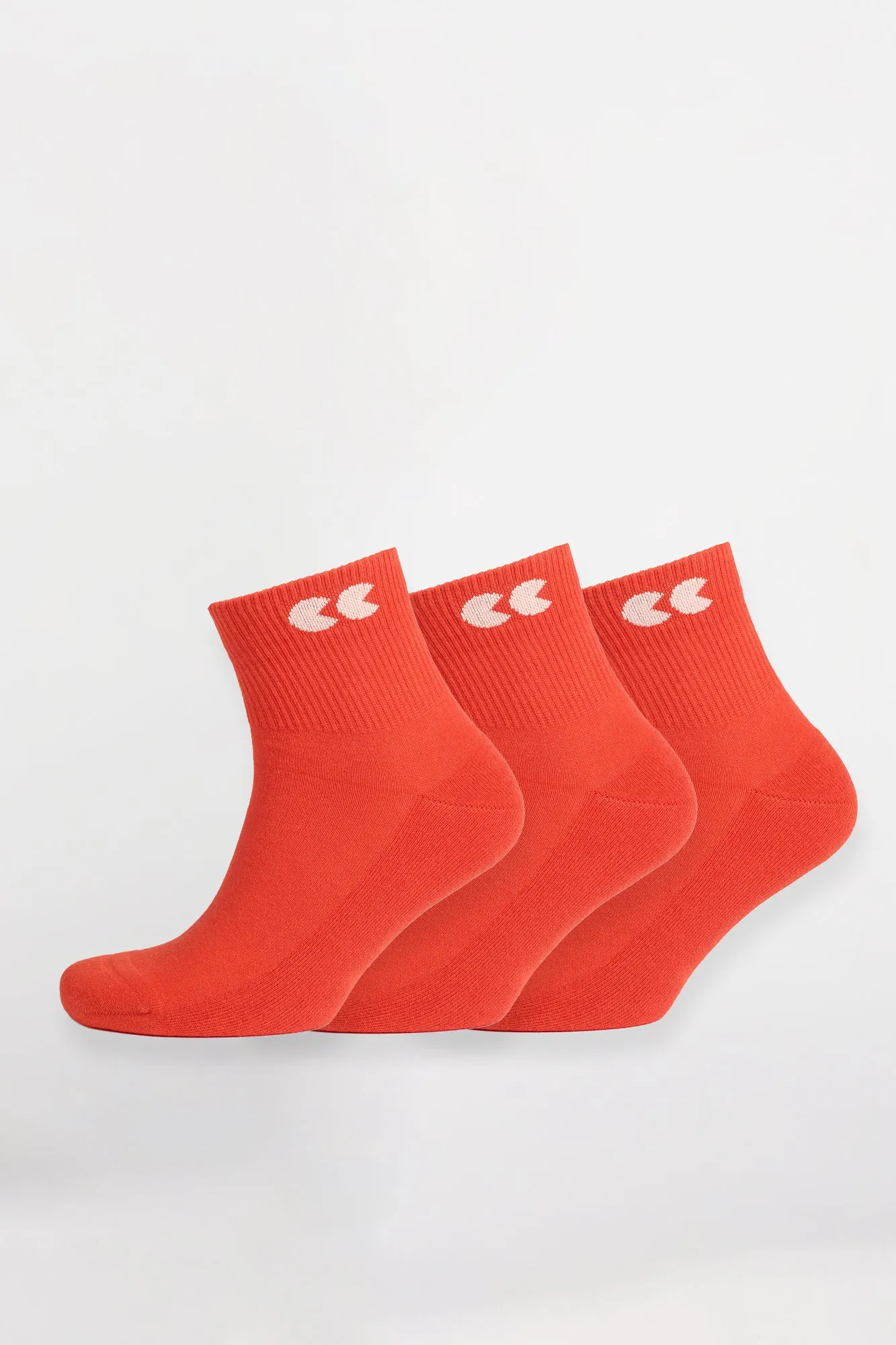 Single Colour Sports Ankle Sock 3 Pack - Flame Red