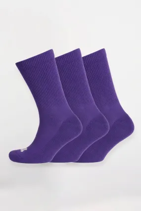 Single Colour Sports Calf Sock 3 Pack - Purple