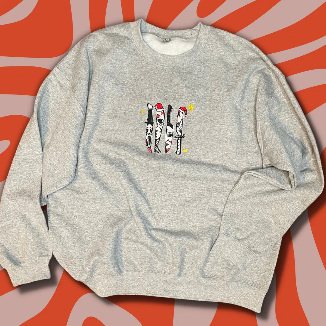 Slashing Through The Snow Embroidered Crewneck Sweatshirt