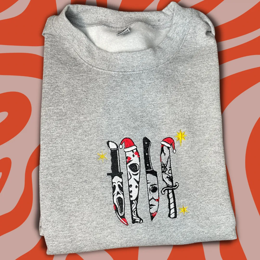 Slashing Through The Snow Embroidered Crewneck Sweatshirt