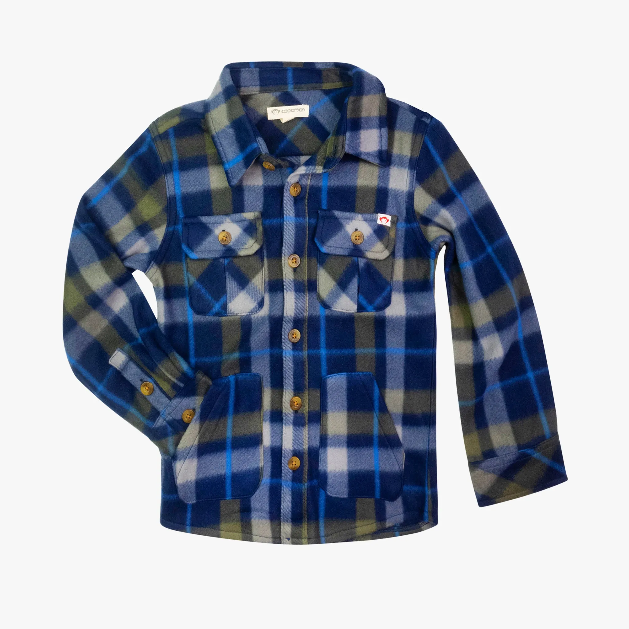 Snow Fleece Shirt | Olive/Navy Plaid