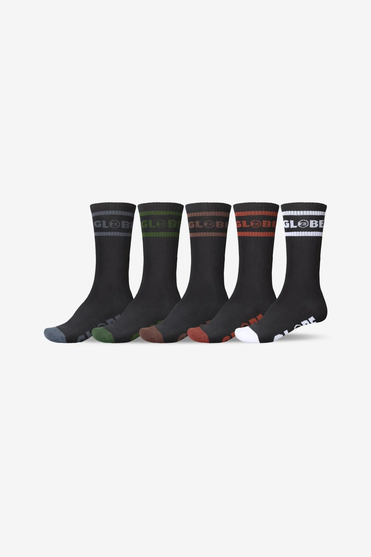 Tilt Hi Crew Sock 5 Pack - Black/Assorted