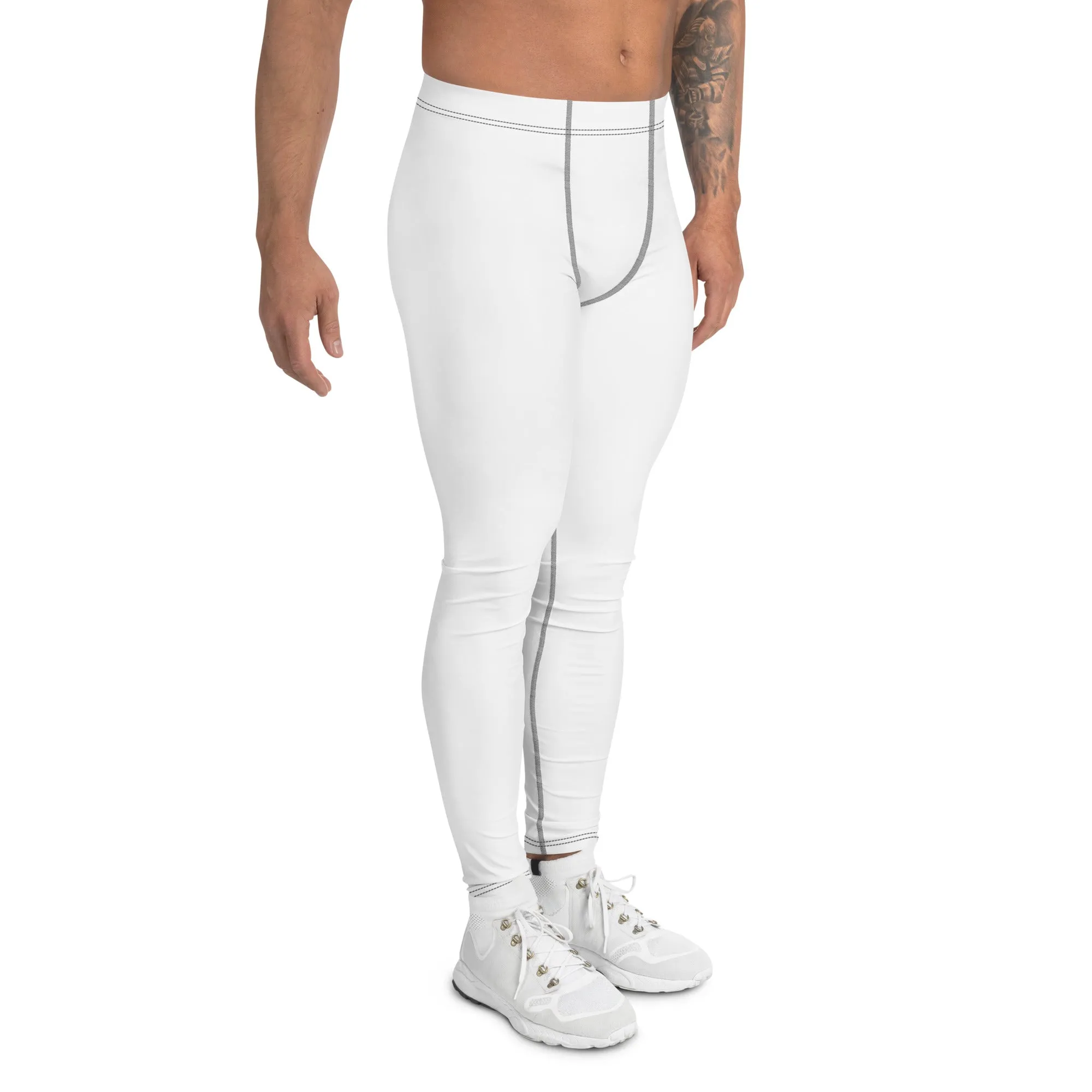 Versatile Movement: Solid Color Athletic Leggings for Men - Snow